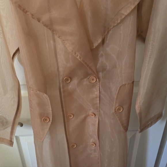 BNWT Sheer Tan Trench Style Layering Coat Women's Large - Picture 11 of 15